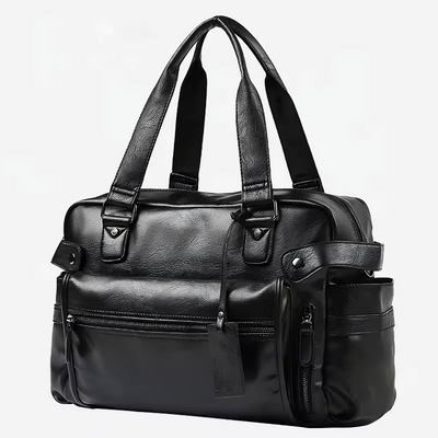 Black Leather Duffle Bag PU