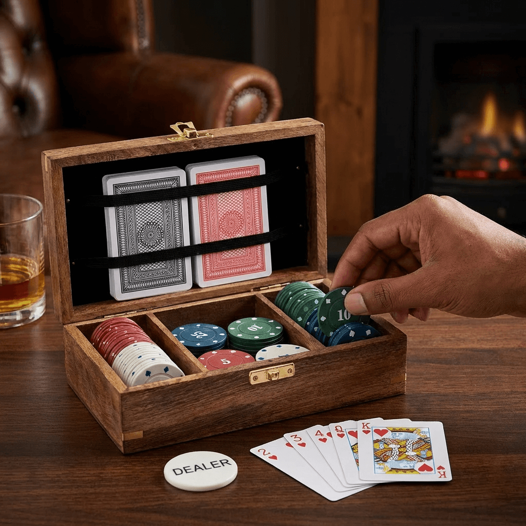 Harvey Makin Wooden Poker Night Gift Set | Same Day Delivery