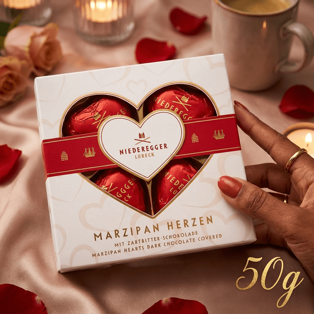 Niederegger Marzipan Hearts Dark Chocolate 50g | Send Chocolate