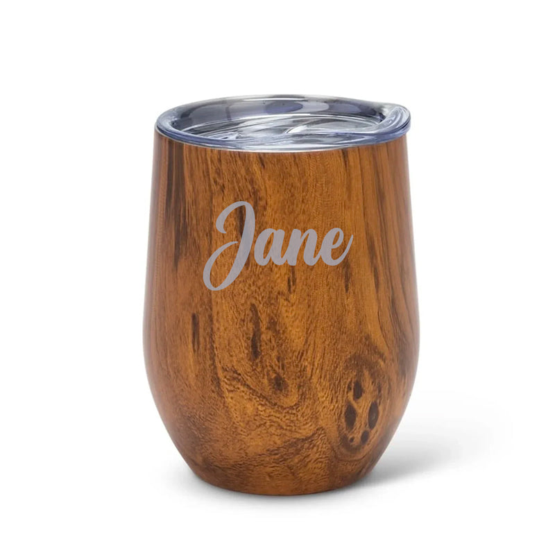 Personalised wooden Round Bottomed Champagne Tumbler - Name