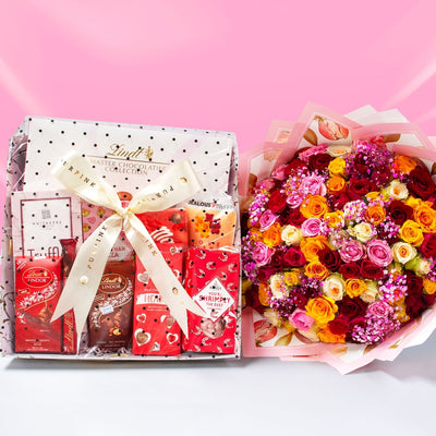 100 Roses with Chocolate Hamper