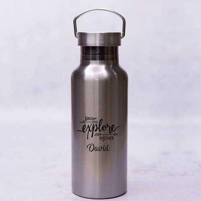 Silver Personalised Asa Vacuum Bottle, 500ml - Name