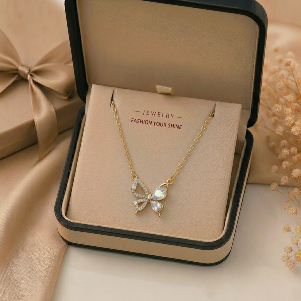 Lumina Butterfly Station Pendant – Crystal Butterfly Necklace