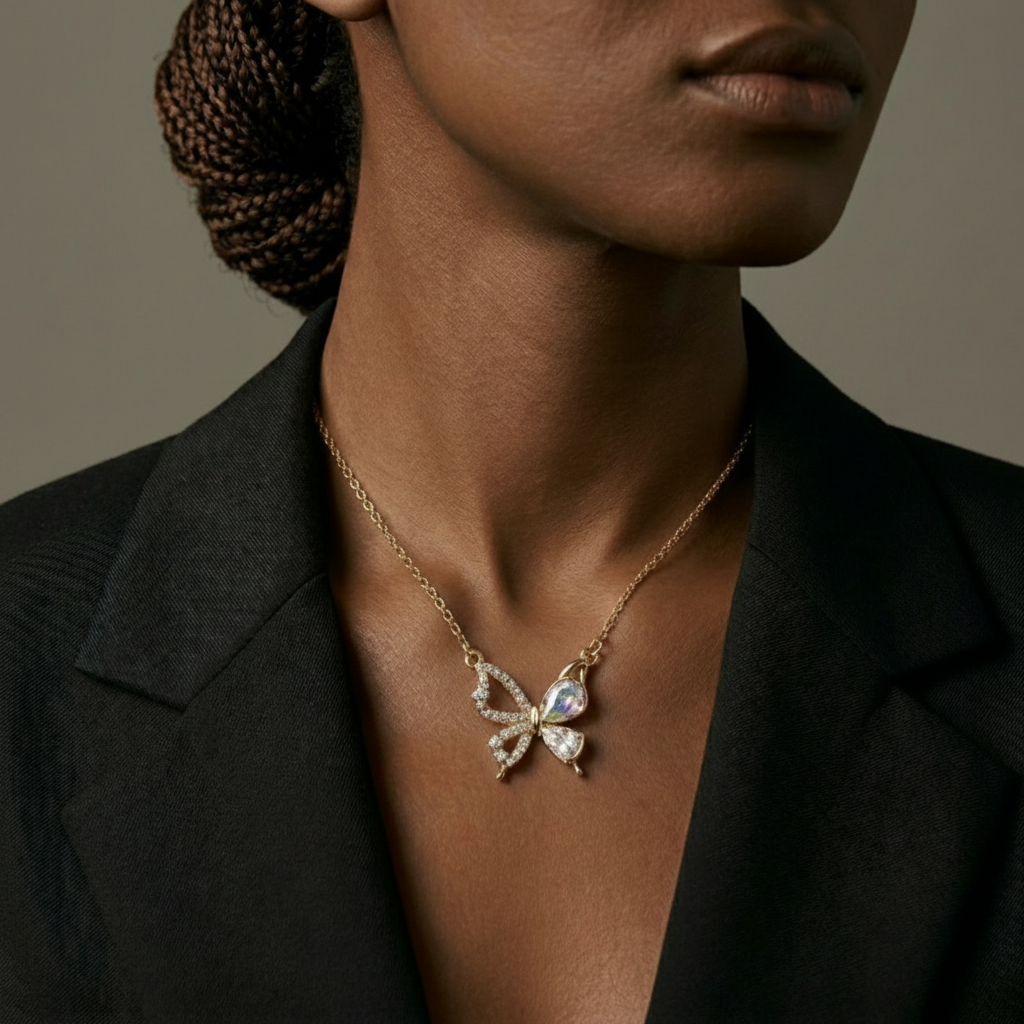 Lumina Butterfly Station Pendant – Crystal Butterfly Necklace