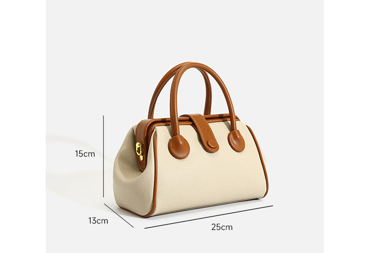 Crossbody PU Leather Bag  – 25 × 15 × 13 cm Lightweight Women’s Shoulder Bag (beige)