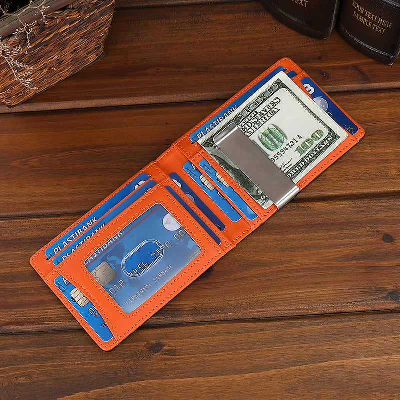 Slim RFID Microfiber Money Clip Wallet – 11 × 8 cm Men’s Card Holder