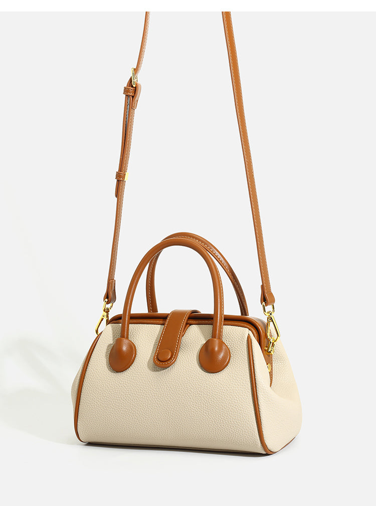 Crossbody PU Leather Bag  – 25 × 15 × 13 cm Lightweight Women’s Shoulder Bag (beige)