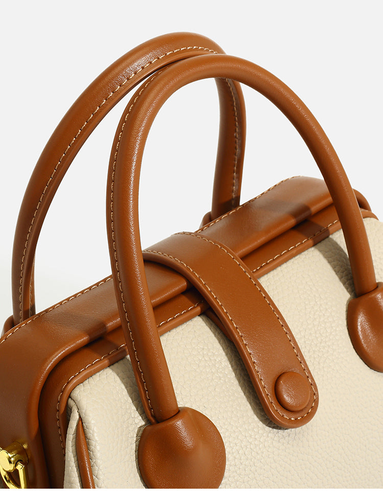 Crossbody PU Leather Bag  – 25 × 15 × 13 cm Lightweight Women’s Shoulder Bag (beige)