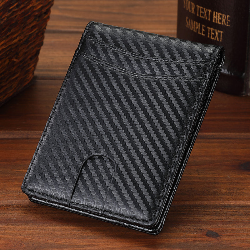 Slim RFID Microfiber Money Clip Wallet – 11 × 8 cm Men’s Card Holder