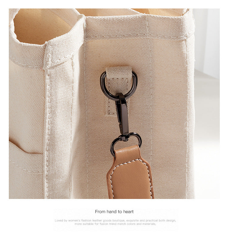 Canvas Tote Bag with Compartments – 30 × 24 × 16 cm Organised Everyday Handbag