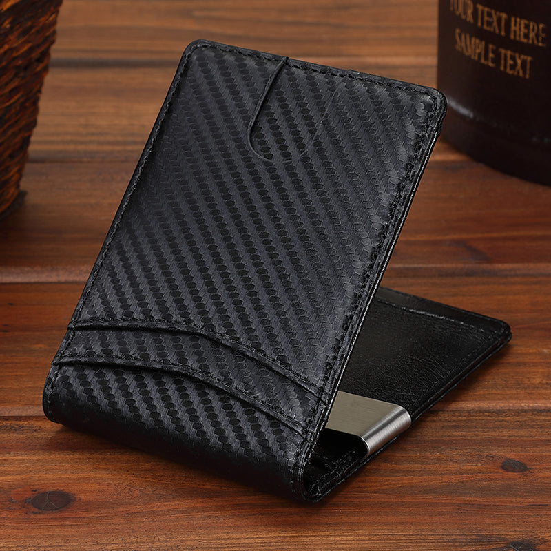 Slim RFID Microfiber Money Clip Wallet – 11 × 8 cm Men’s Card Holder
