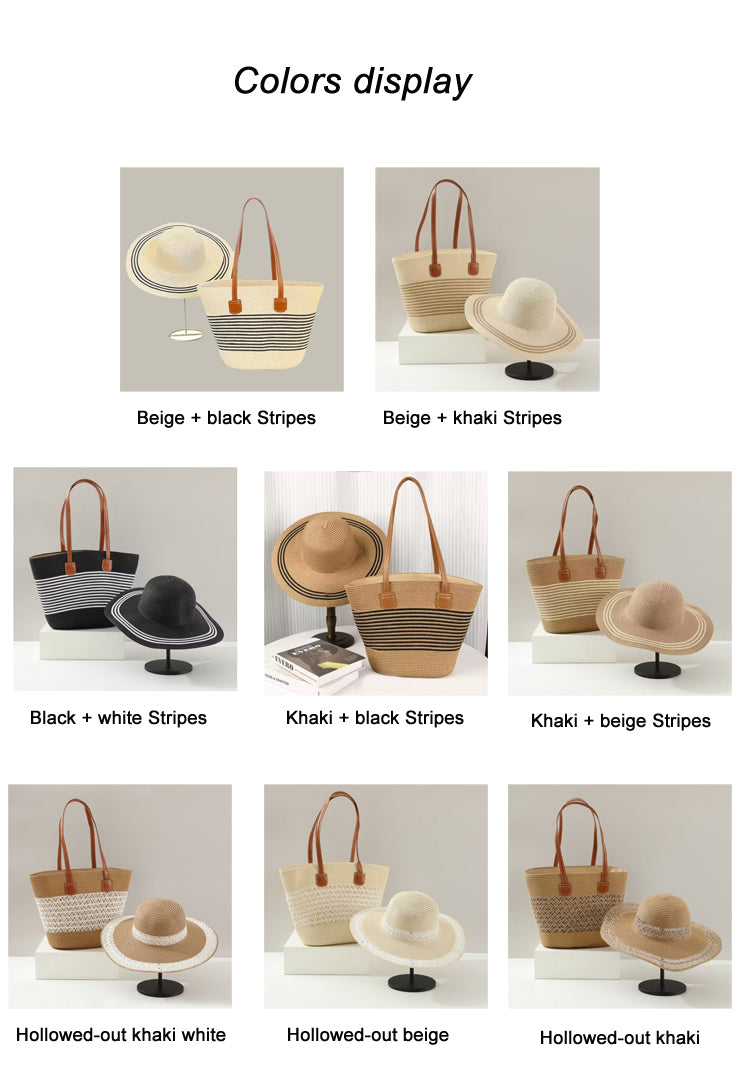 Women’s Straw Hat & Bag 2-Piece Set – 42 × 28 × 13 cm Beach Summer Set