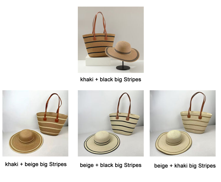 Women’s Straw Hat & Bag 2-Piece Set – 42 × 28 × 13 cm Beach Summer Set