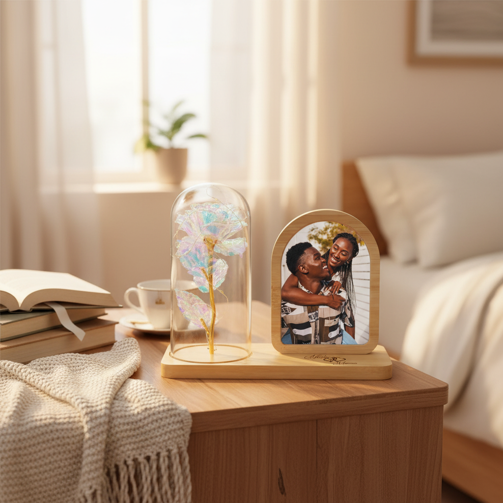 Personalised Arched Wooden LED Lantern Photo Frame