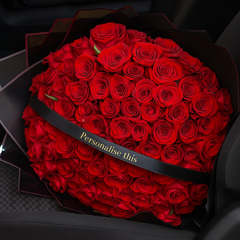 Red Roses Customized Personalised Red Roses Bouquet with Custom Ribbon| Send Flowers Nairobi ...