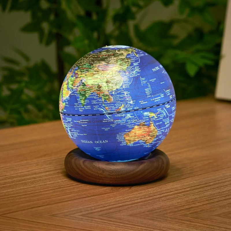 Gingko Atlas Dark Blue Mini Walnut Globe