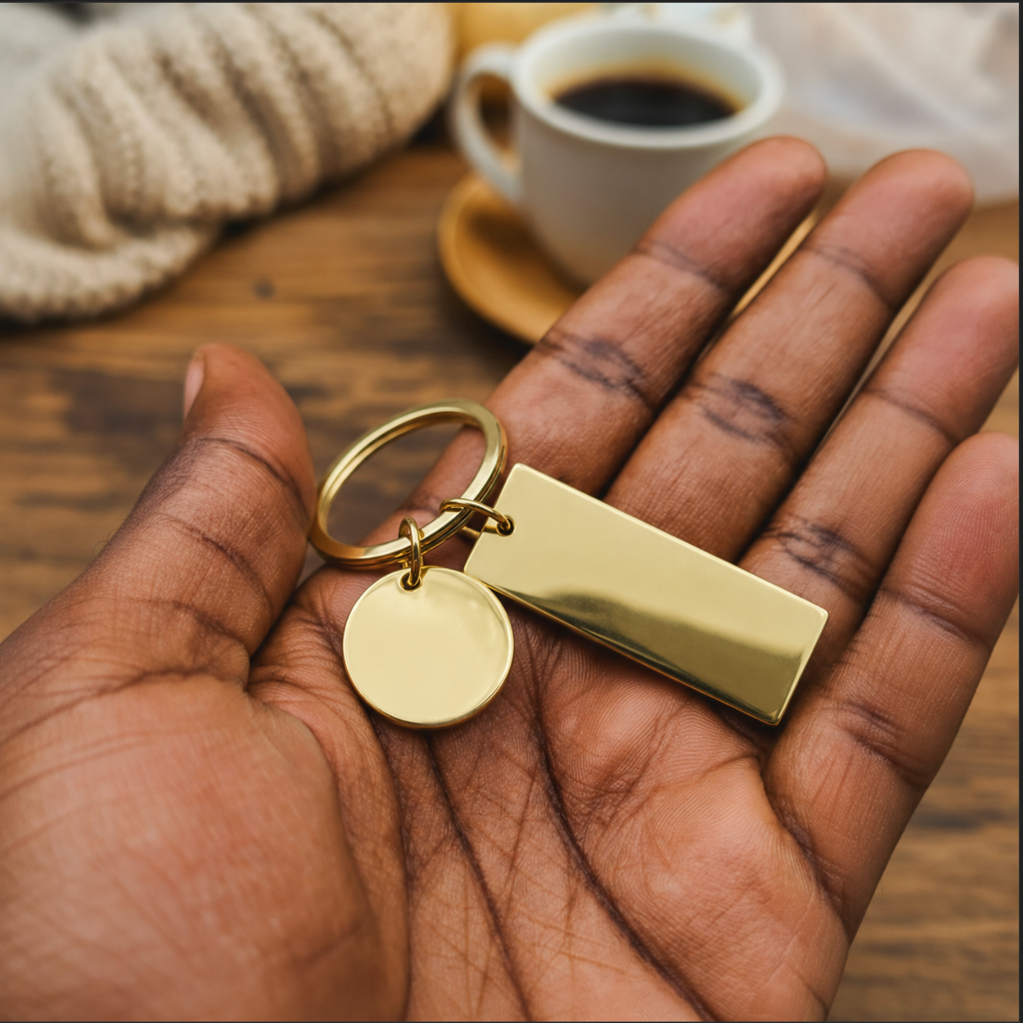 2-Pendant Key Holder – Gold Plated Brass Keyring