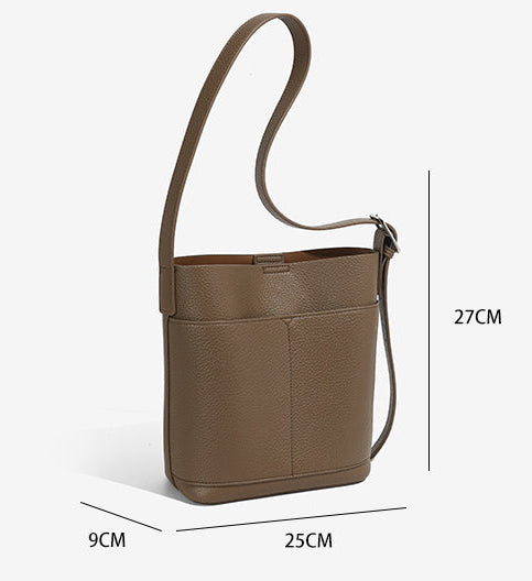2-in-1 Vegan PU Leather Tote Purse for Women/Bucket Shoulder Bag for Everyday Use – 25 × 9 × 27 cm