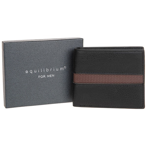 EQ For Men Centre Stripe RFID Wallet Black