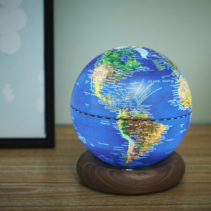 Gingko Atlas Dark Blue Mini Walnut Globe