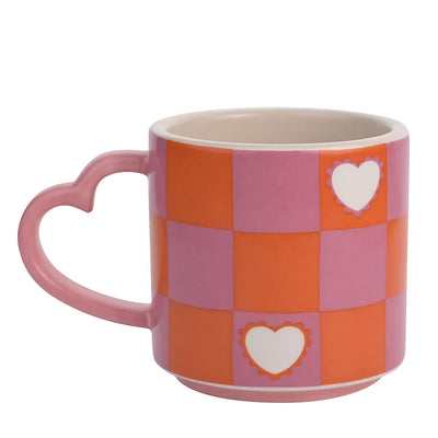 Raspberry Blossom Chequer & Heart Mug