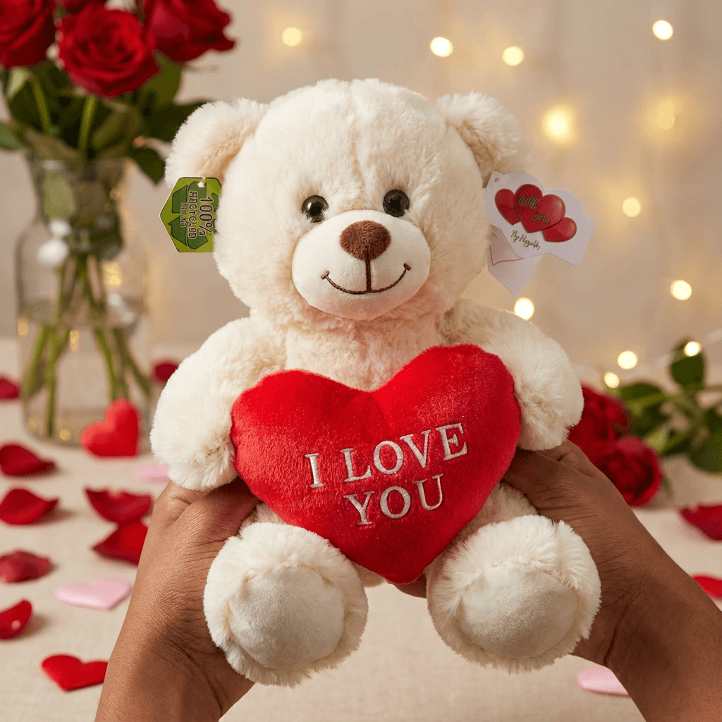 Ivory Teddy Bear with “I Love You” Heart