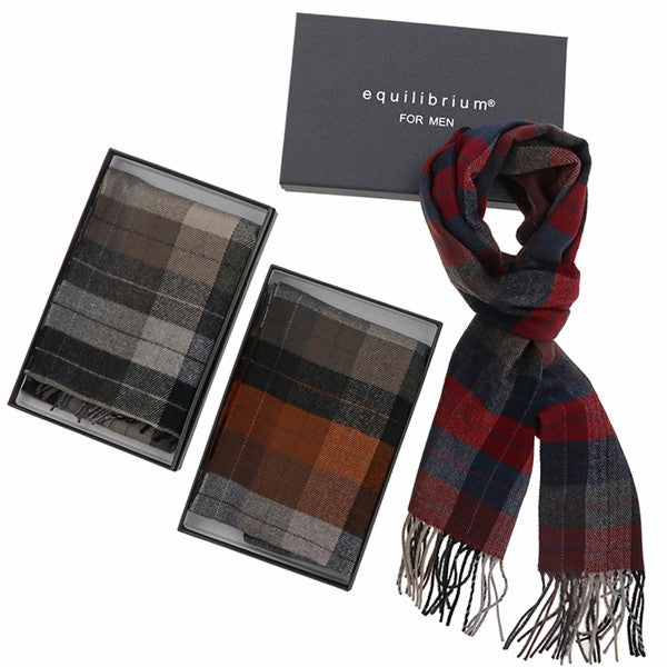 EQ For Men Traditional Check Fringed Scarf