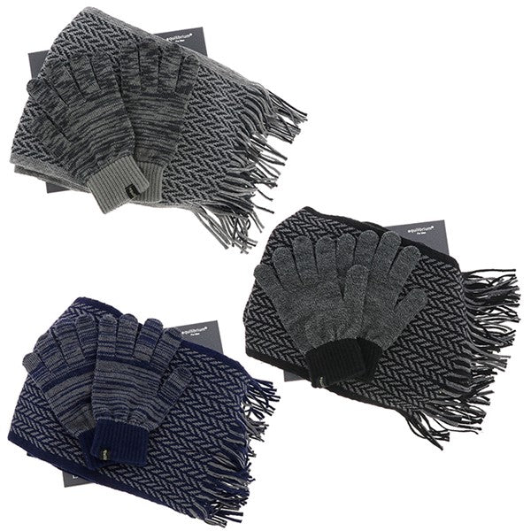 EQ For Men Two Tone Scarf & Gloves Set Stripped