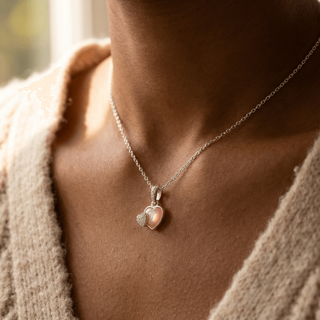 Candy Silver Plated Sparkle Heart Necklace