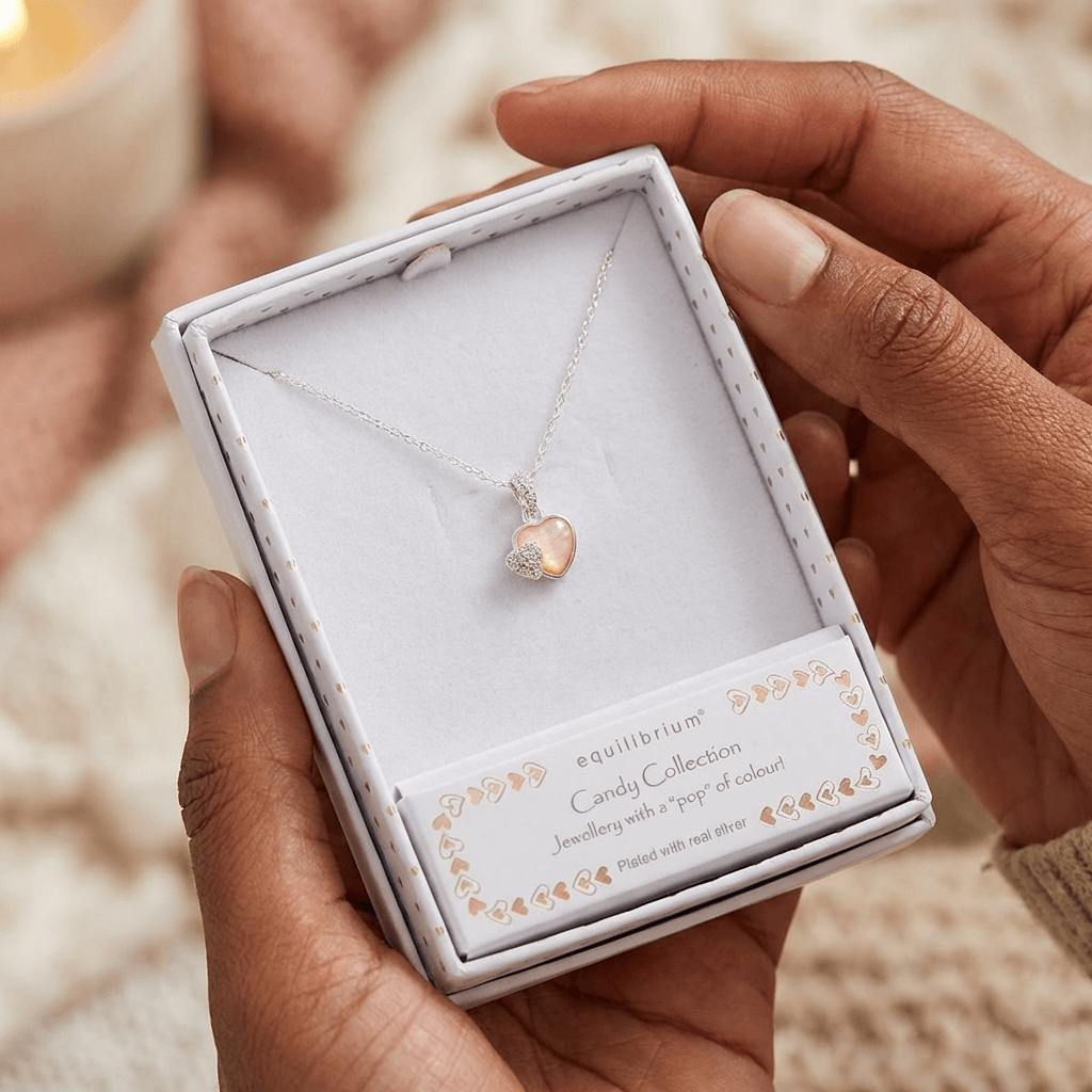 Candy Silver Plated Sparkle Heart Necklace