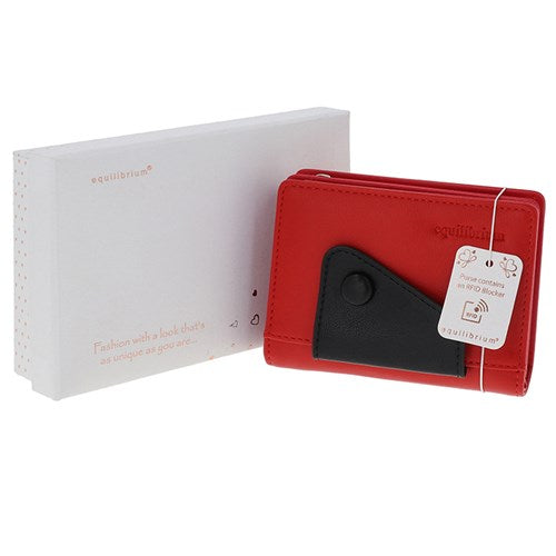 Two-Tone Button Flap Purse