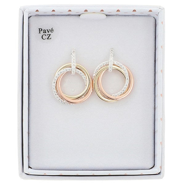 Twisted Bliss Three Tone Circles Earrings