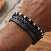 EQ For Men™ Leather & Bead Bracelet Set (4-in-1 Gift Box)