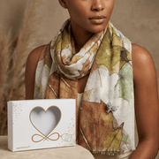 Falling Leaves Scarf & Crystal Butterfly Brooch Set