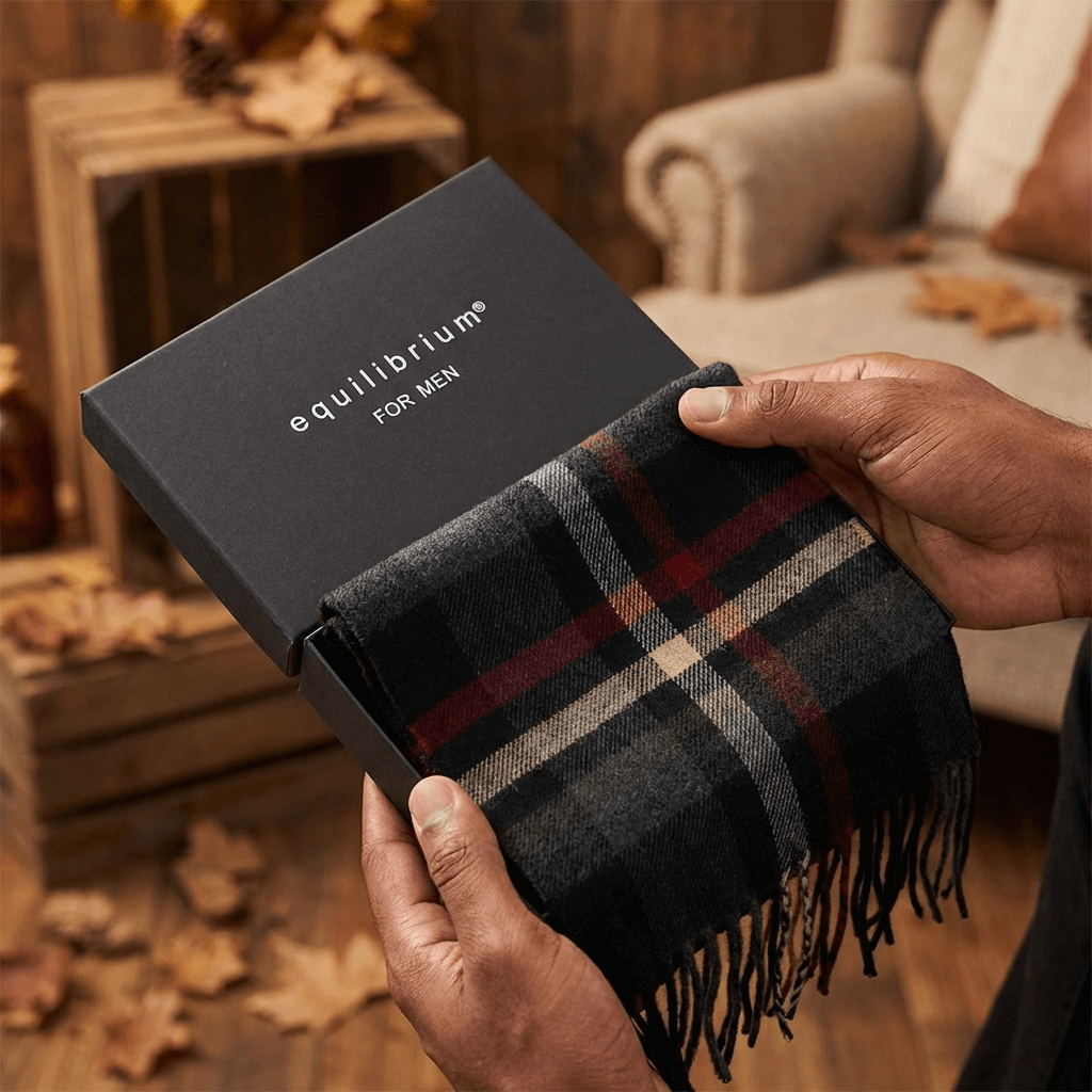 EQ For Men Classic Checked Fringed Scarf