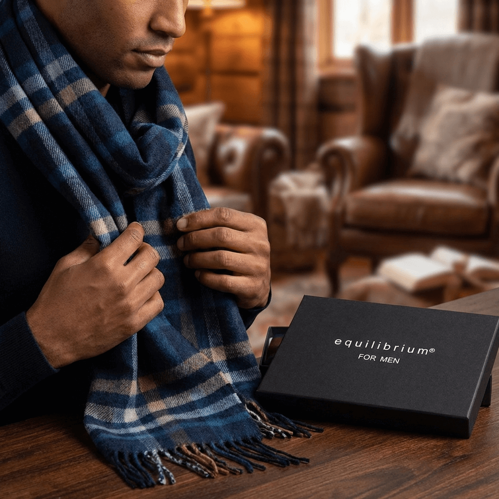 EQ For Men Classic Checked Fringed Scarf