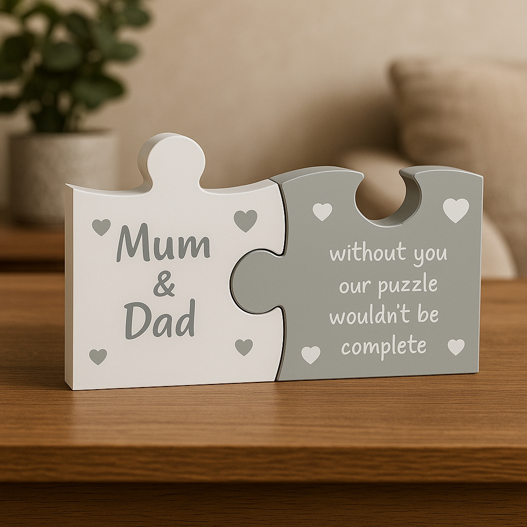 Jigsaw Words Double Plaque – Mum & Dad