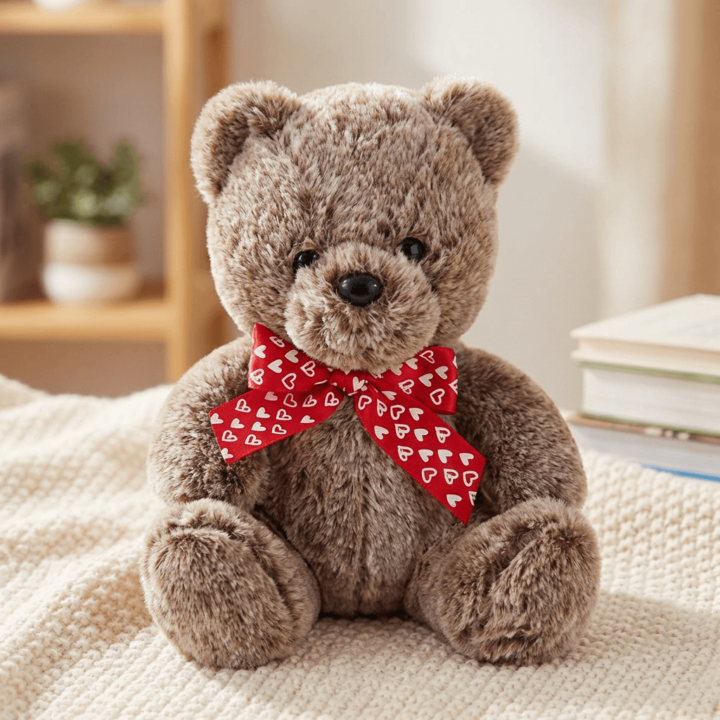 Assorted Plush Bear With Love Heart Ribbon