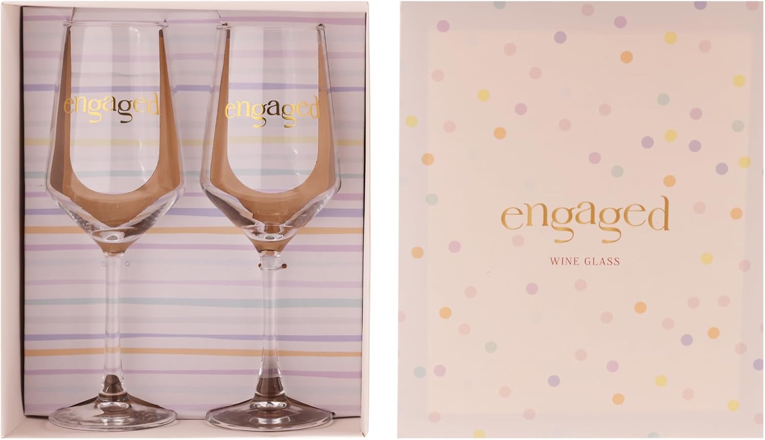 Confetti Set of 2 Wine Glasses – Engaged