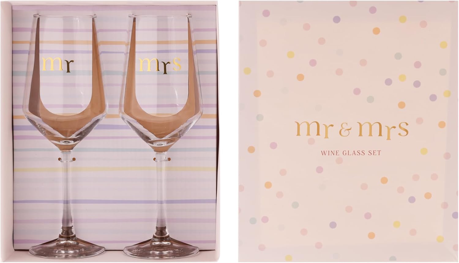 Confetti Set of 2 Wine Glasses - Mr & Mrs