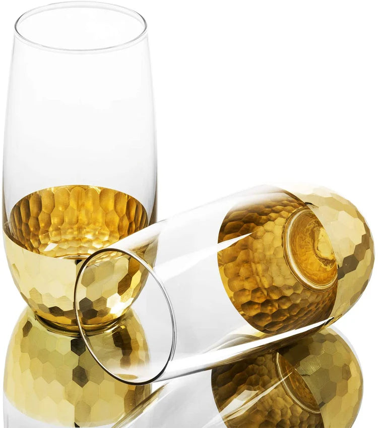 Golden Hive Stemless Champagne Flute -Set of 2