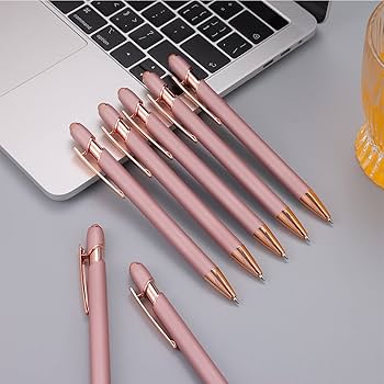 Signature Stylus Pen – Aluminium Rubberised 1.0mm Ballpoint with Rose Gold Trim & Touchscreen Stylus
