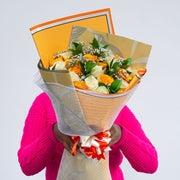 The Evening Star | Orange & White Rose Bouquet
