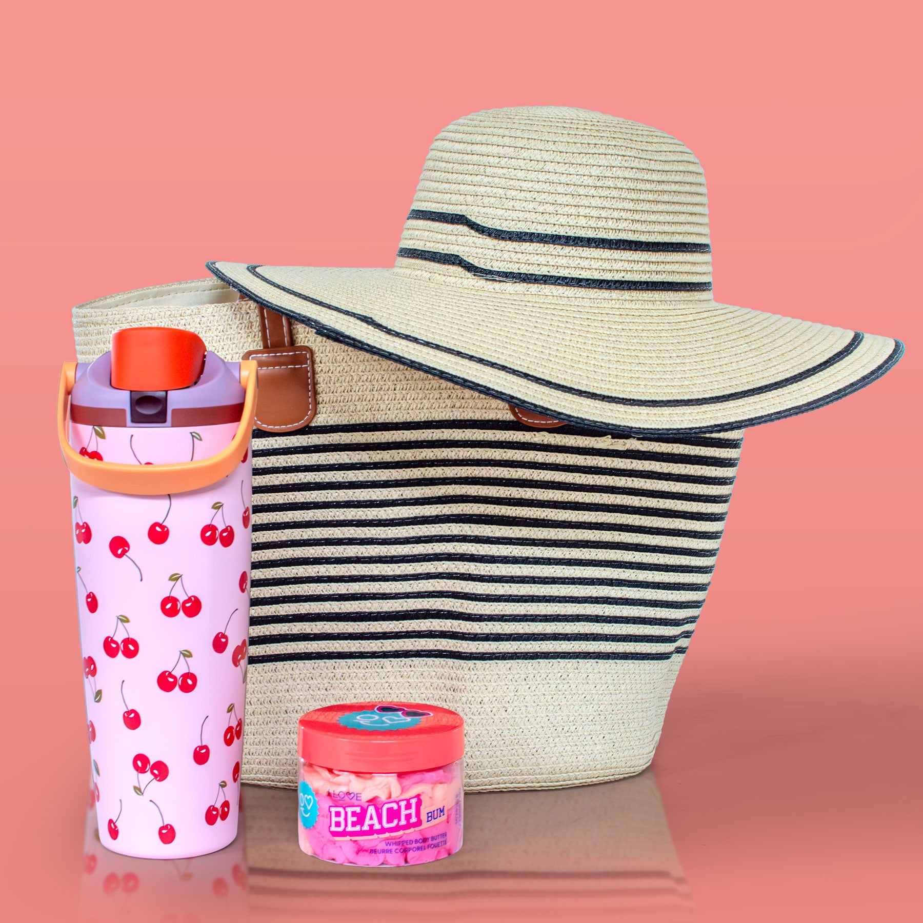 The Sipp & Stroll Beach Vibe Hamper – Water Bottle, Body Butter & Beach Set