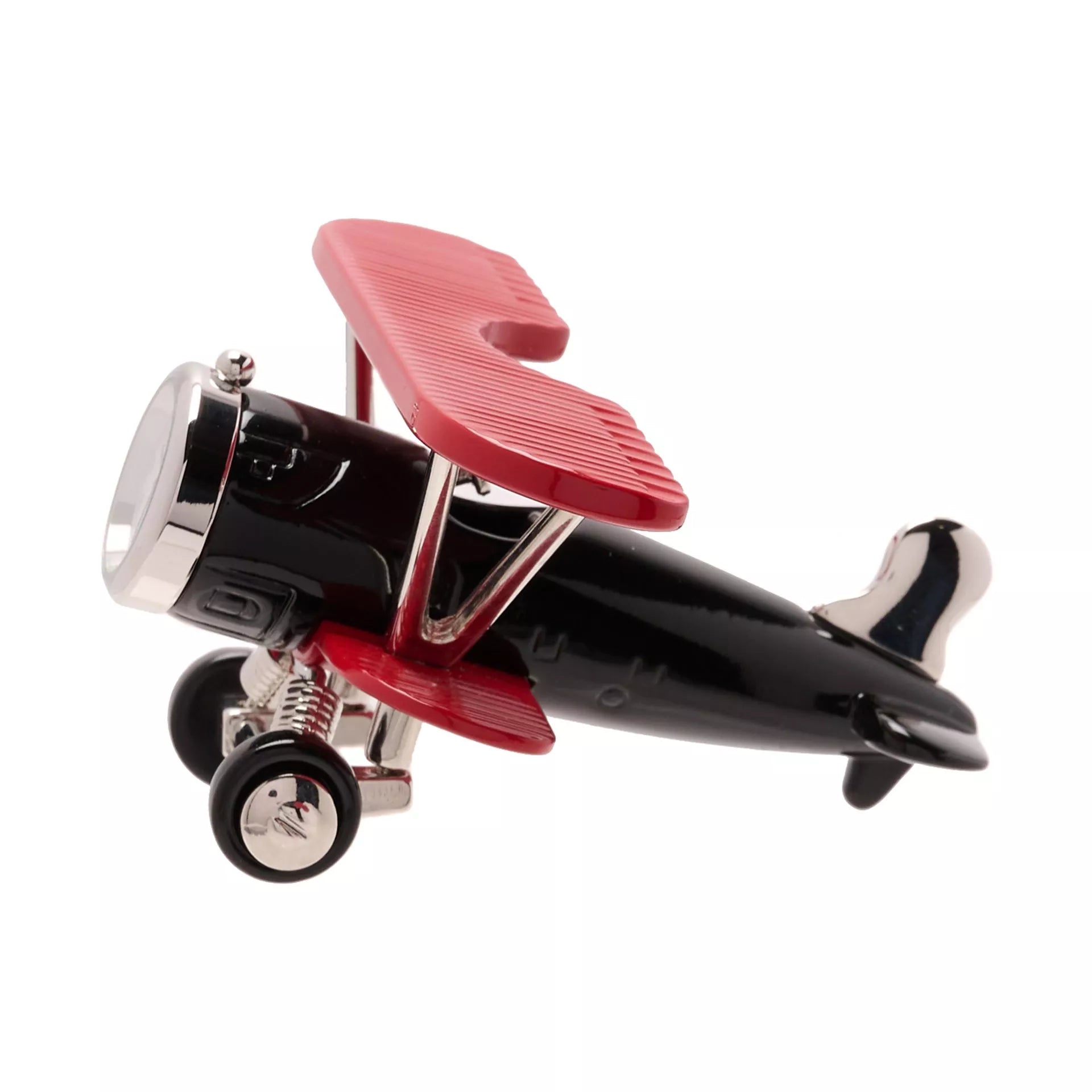 Widdop Miniature Bi Plane Clock - Red & Black