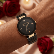 Anne Klein Diamond Accent Black & Gold Bracelet Watch