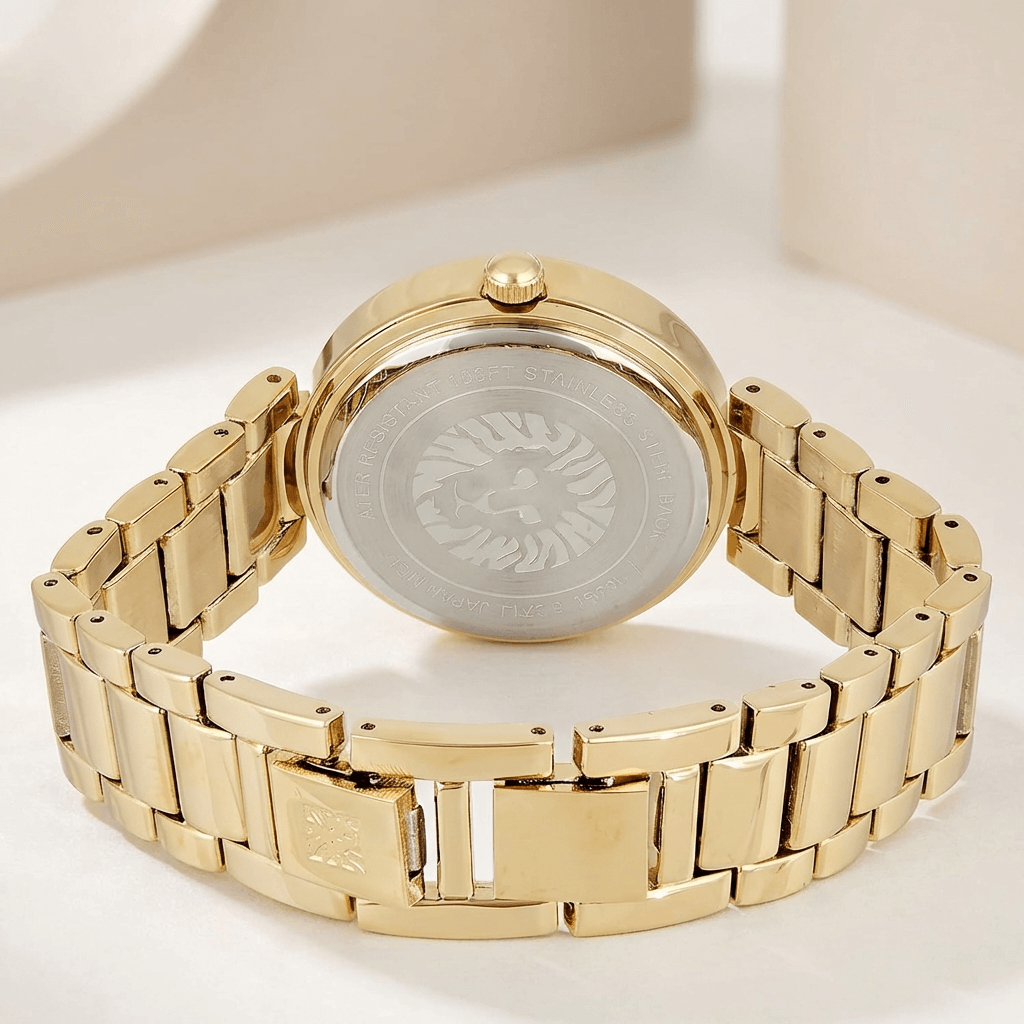 Anne Klein Emerald Dial Gold-Tone Bracelet Watch