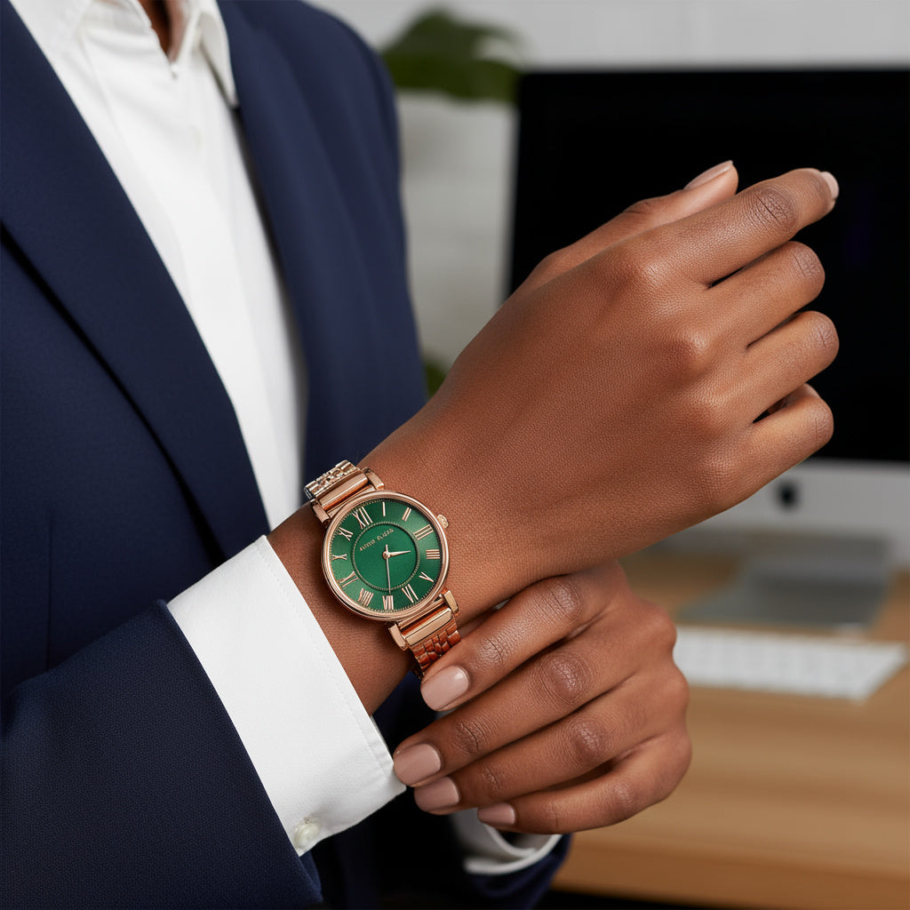 Anne Klein Women’s Rose Gold Bracelet Watch with Green Dial