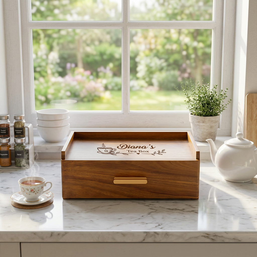Acacia Wood Tea Box