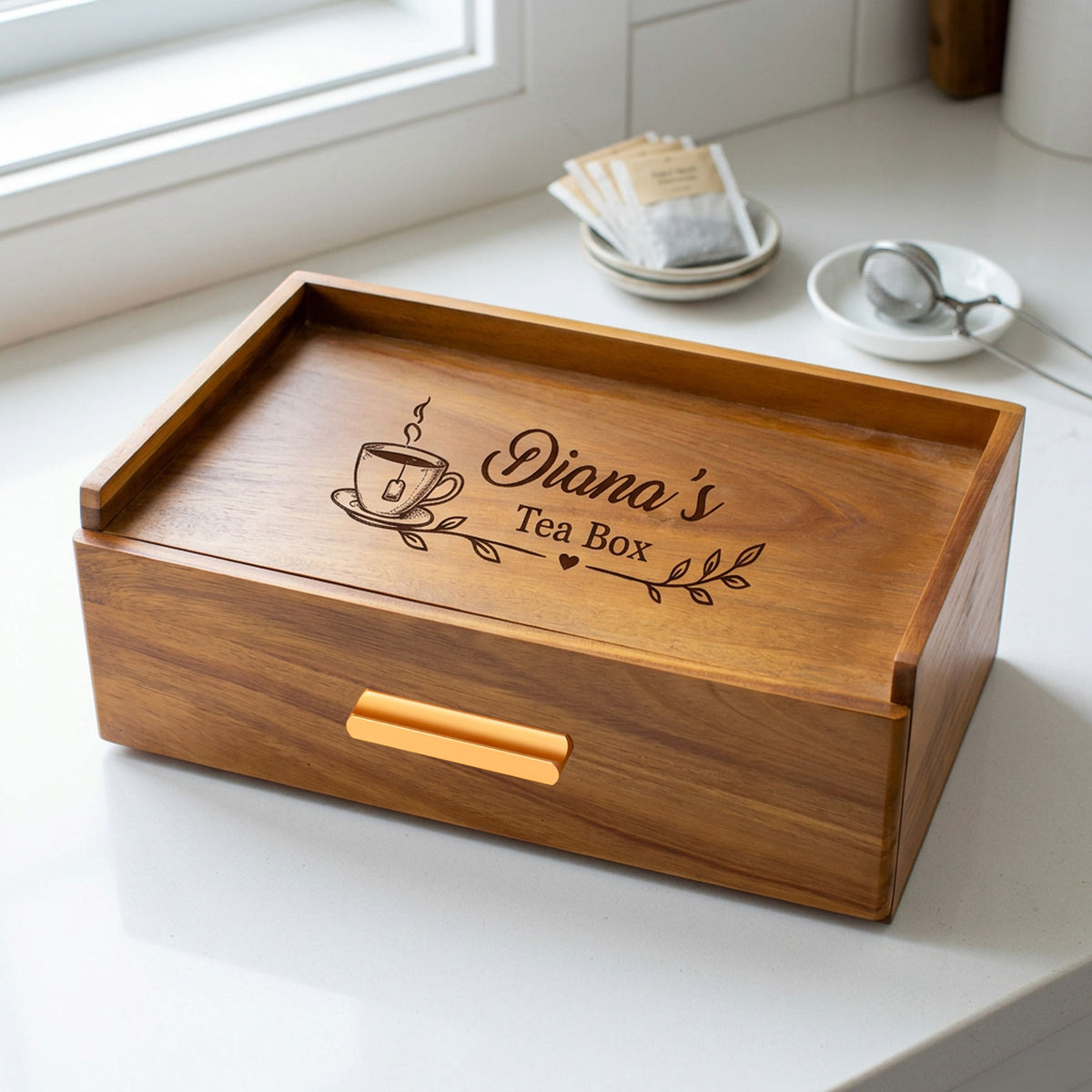 Acacia Wood Tea Box